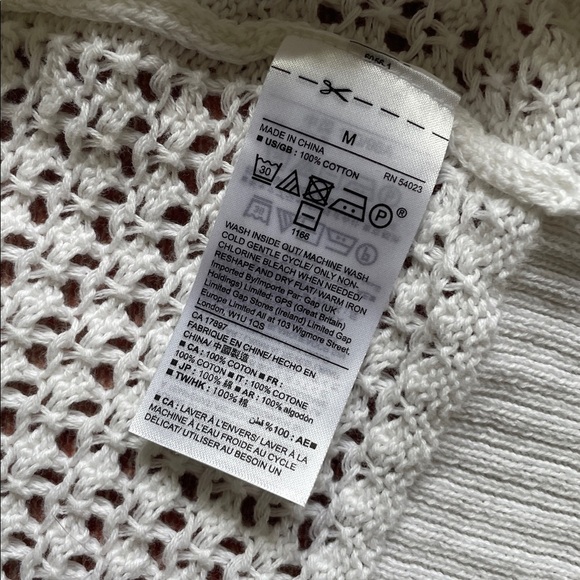 Gap White Open-Knit Crochet Coastal Hooded Cardigan - Picture 6 of 6
